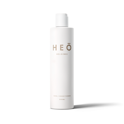 HEÖ Helsinki, hair product, bottle front, HEÖ Cool Conditioner is a moisturizing silver conditioner for treated hair