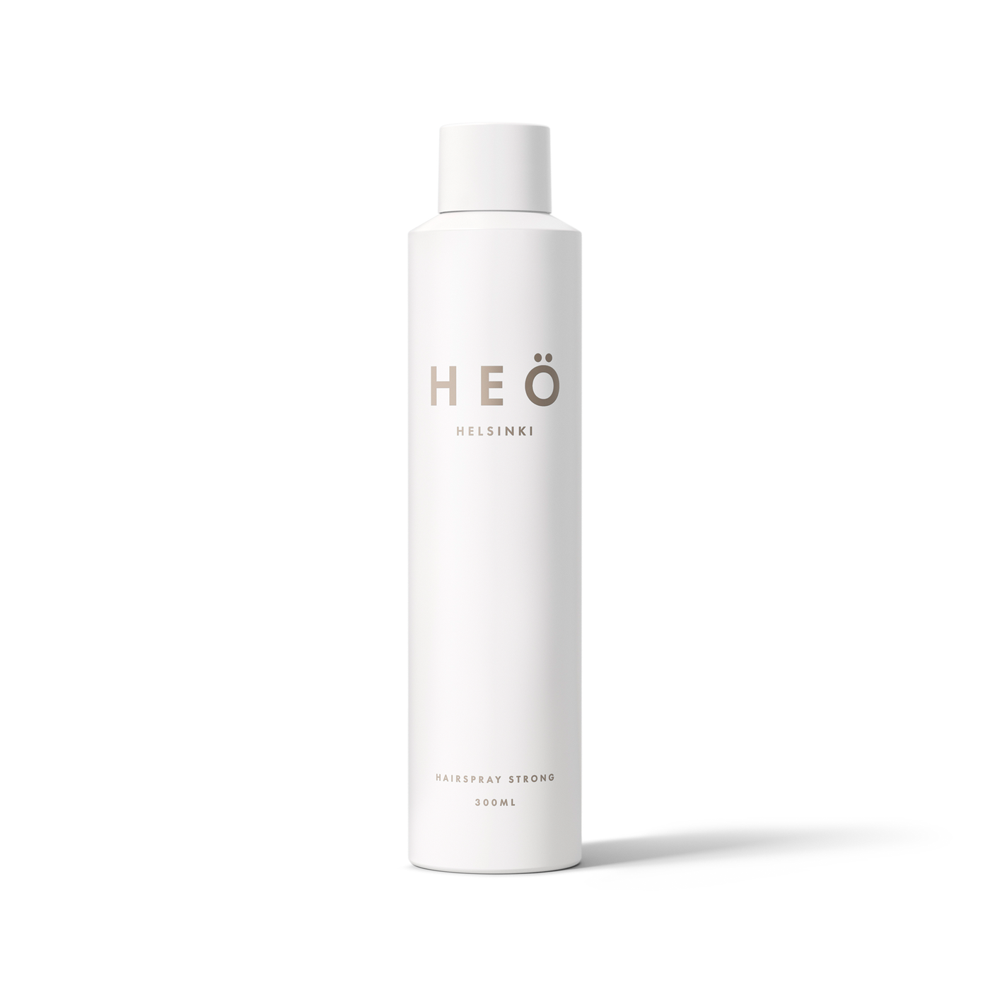 HEÖ Helsinki, hair product, bottle front,  HEÖ Hairspray Strong is a long-lasting finishing spray with an extra touch. Dries quick and locks your style without stickiness